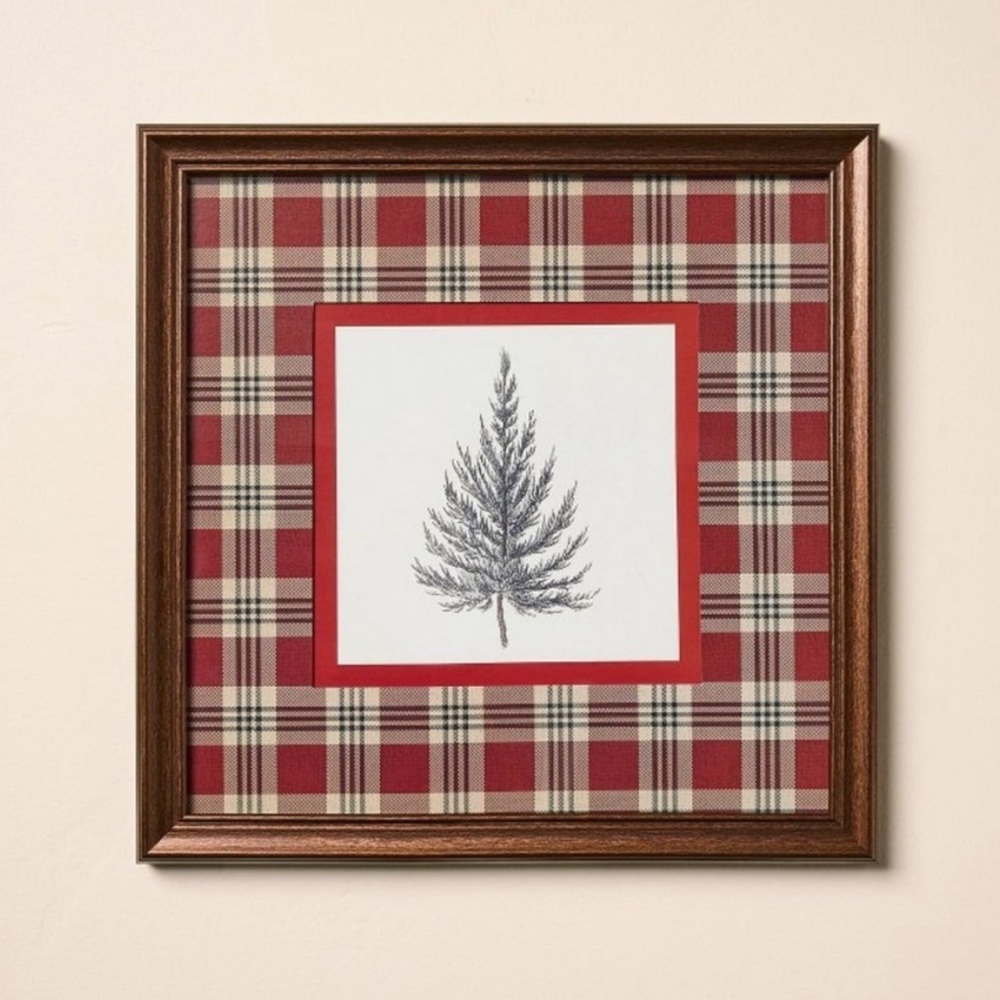 12”x12” Vintage Plaid Matte Tree Framed Art - Hearth & Hand™ with Magnolia